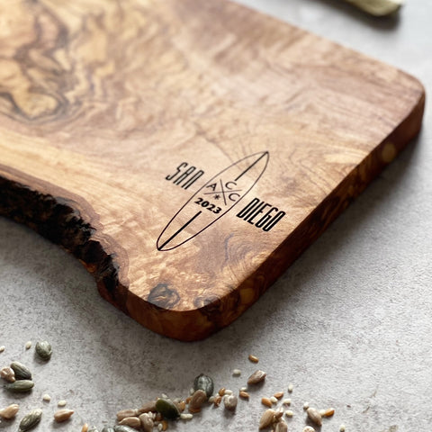 Your Own Logo Engraved Olive Wood 21cm x 15cm Cheeseboard