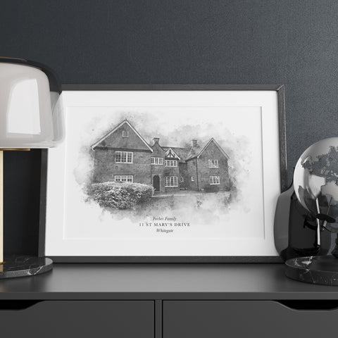 Personalized Black & White Watercolour Home Print