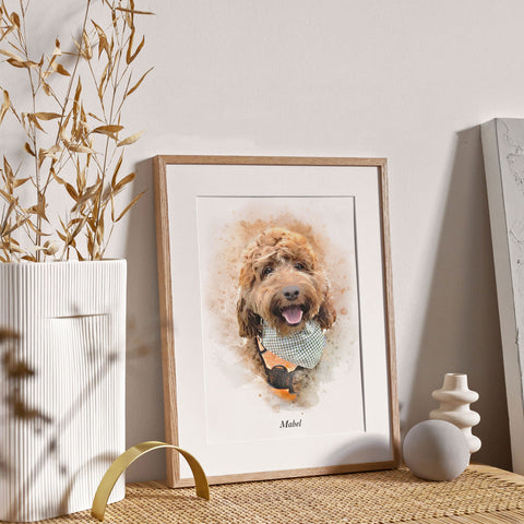 Personalized Watercolour Dog Portrait Print