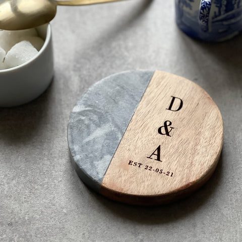 Personalized Initials Marble Coaster