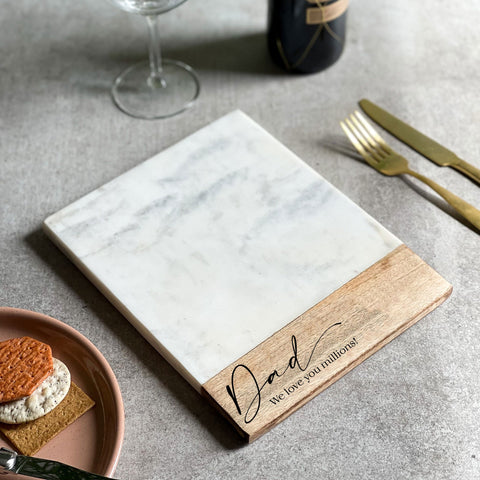 Personalized Marble And Acacia Cheese Board
