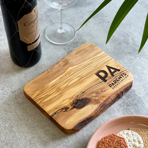 Your Own Logo Engraved Olive Wood 21cm x 15cm Cheeseboard