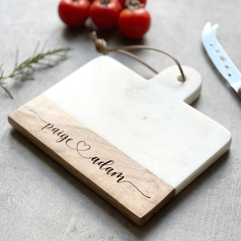 Personalized Couples Marble Cheese Board