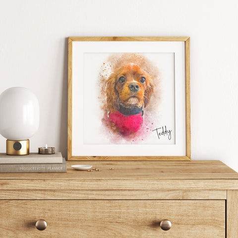 Personalized Watercolour Dog Portrait Print